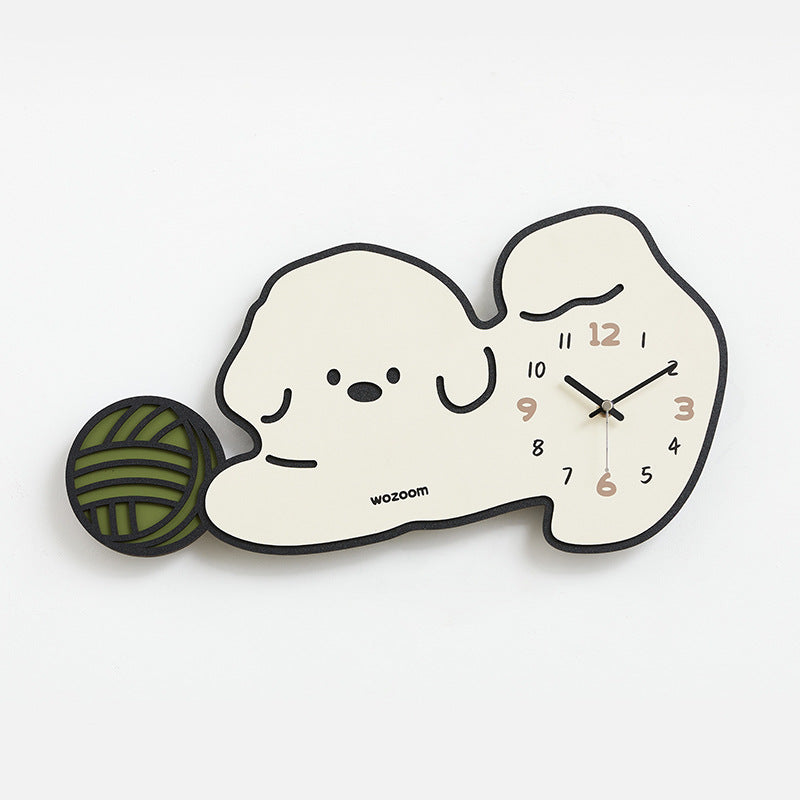 Cute Puppy Kids Bedroom Silent Wall Clock