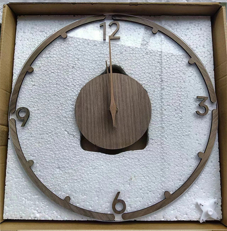 Nordic Design Silent Wall Clock 12 Inches Walnut Wood