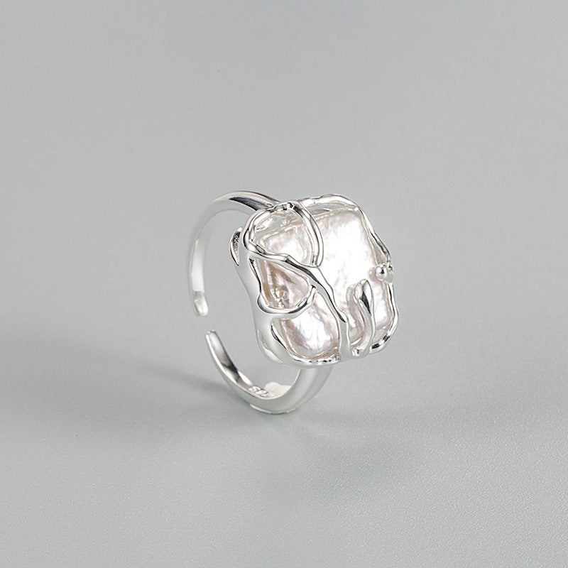 Baroque Pearl Silver Ring for Girls