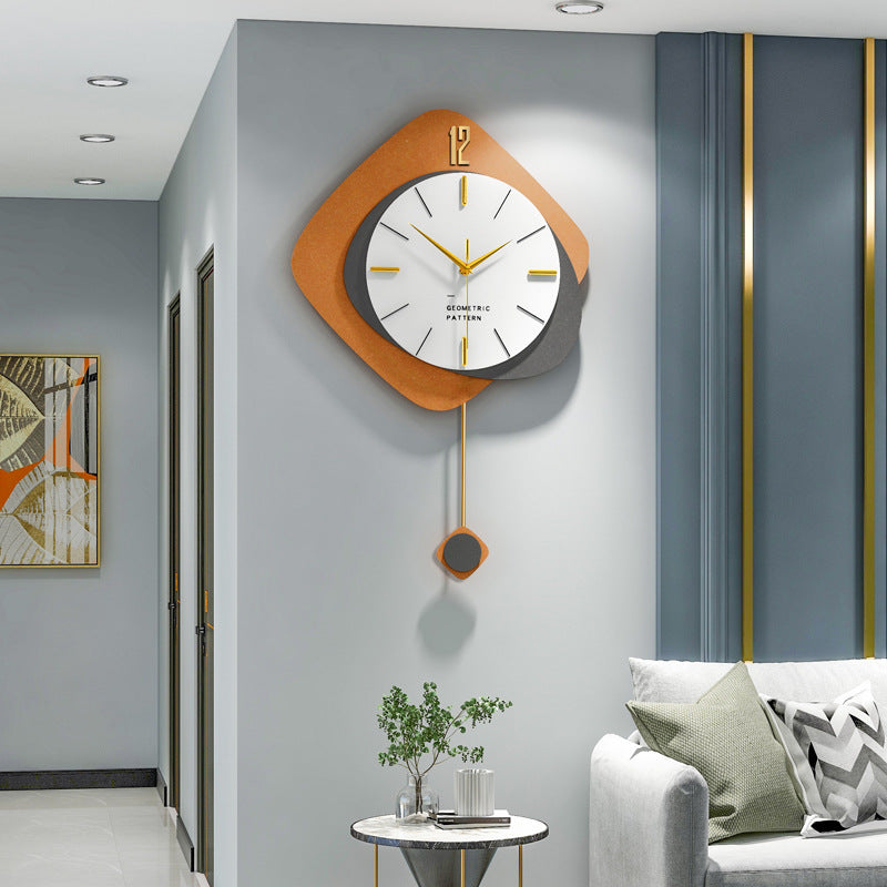 Wall Decor Pendulum Wall Clock for Livingroom Battery Operated