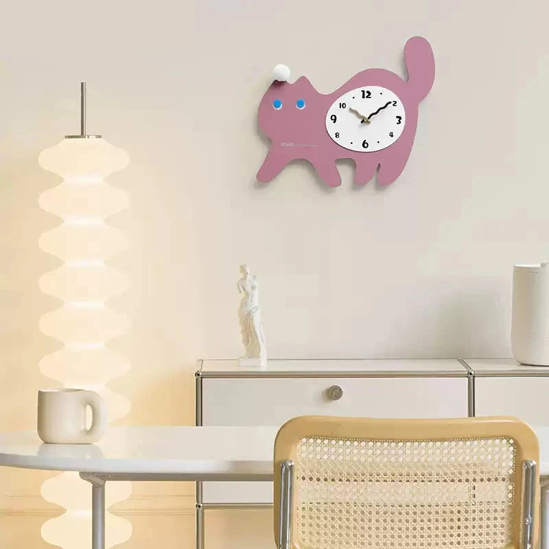 Cute Cat Kids Bedroom Silent Wall Clock
