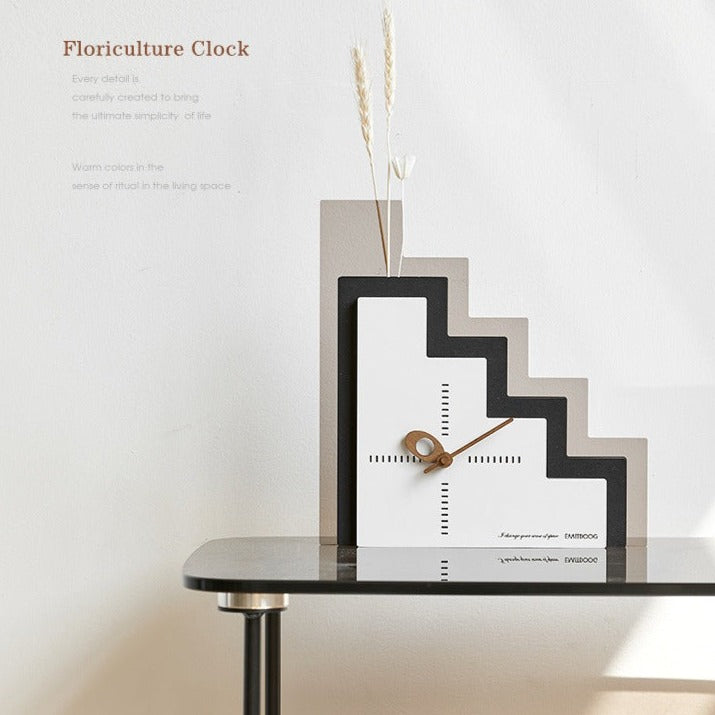 Unique Style Vase Table Clock for Living Room