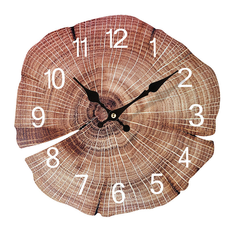 Wood Textured Silent Wall Decoration Clock for Livingroom