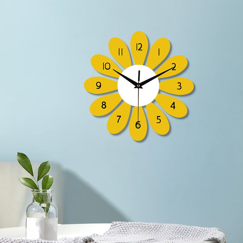 Nordic Sunflower Silent Wall Décor Clock