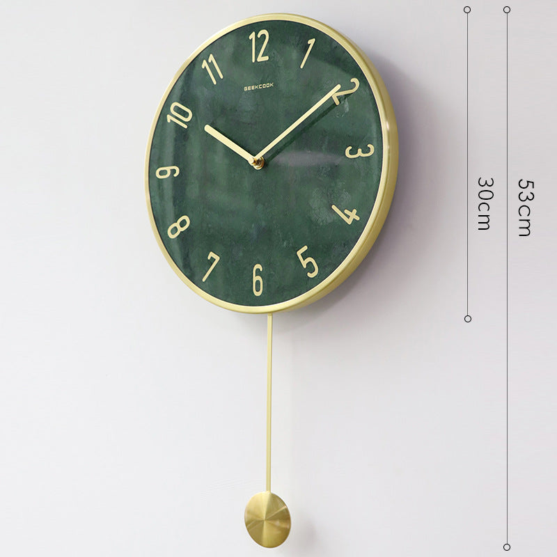 Natural Marble Pendulum Analog Wall Clock