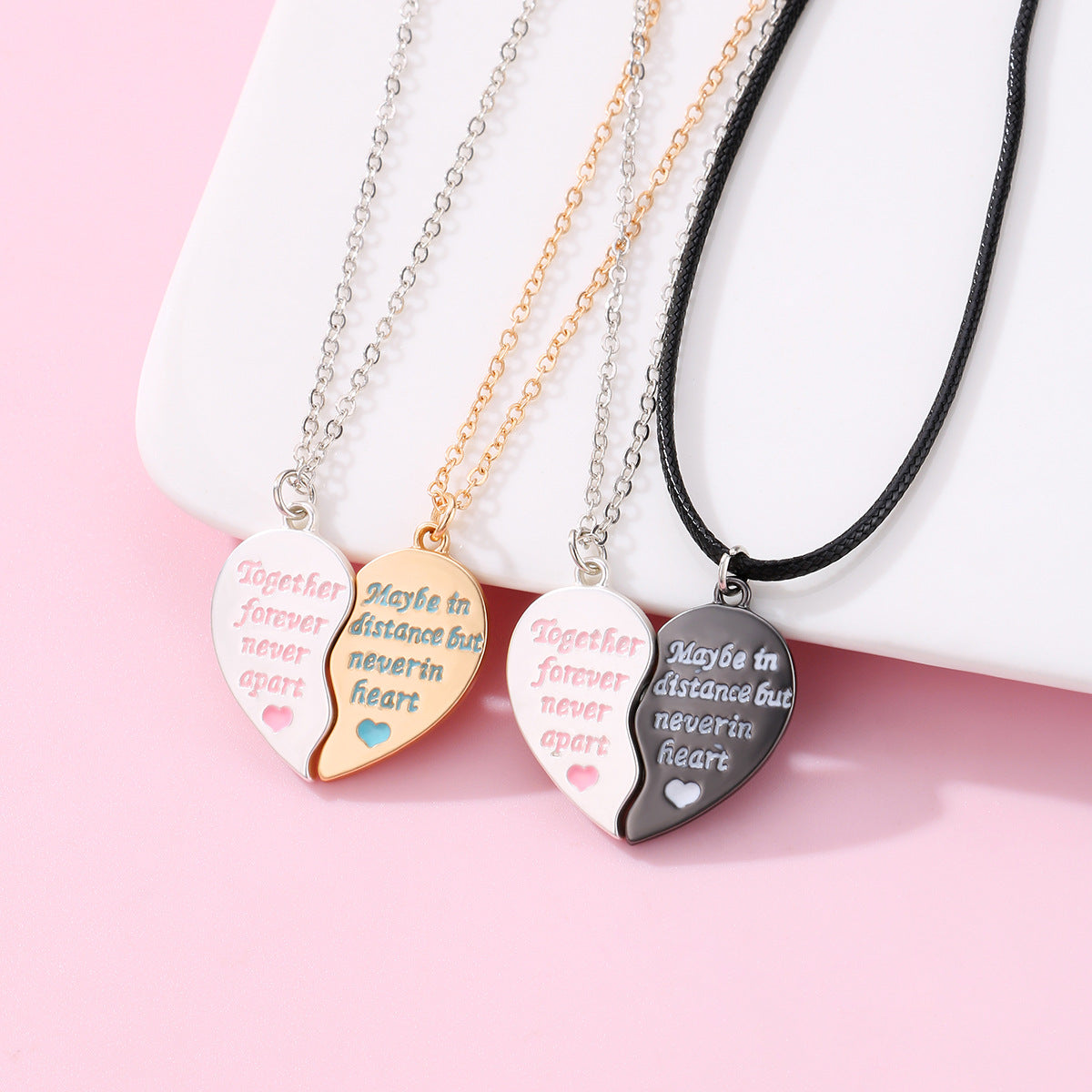 Half Heart Friendship Necklaces Distance Relationship Gift Set