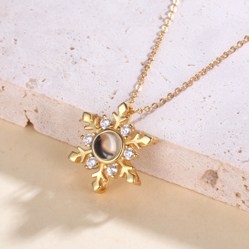 Photo Projection Snowflake Necklace