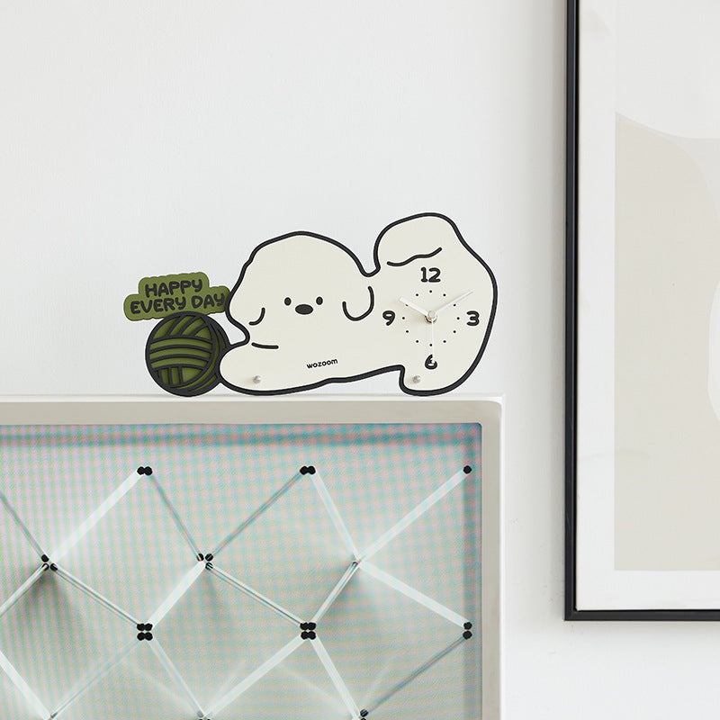 Cute Puppy Kids Bedroom Silent Wall Clock