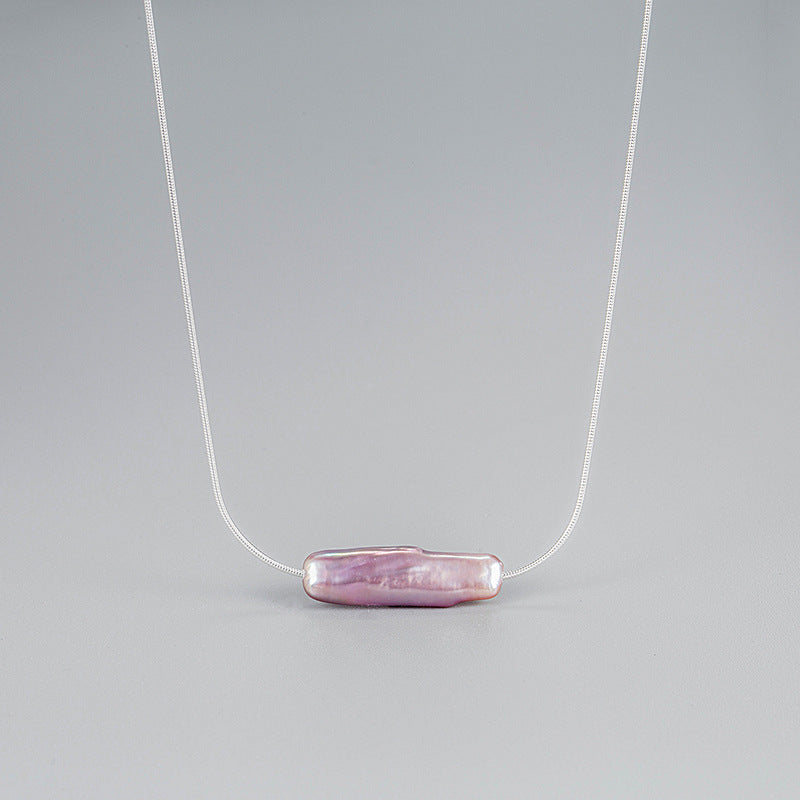 Natural Pearl Baroque Minimalist Necklace Loforay.com