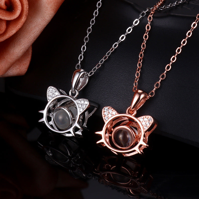 Cute Kitty Photo Projection Necklace
