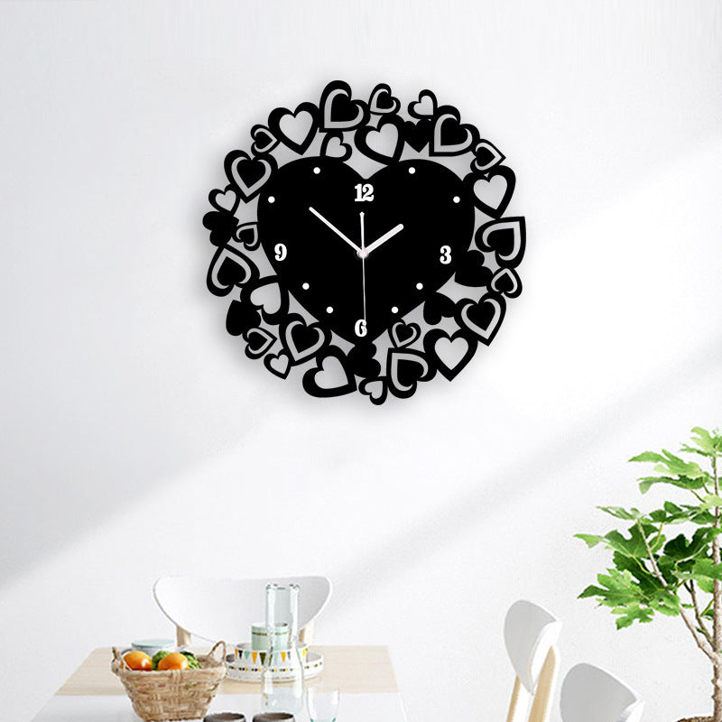 Hearts Acrylic Wall Decorative Silent Clock