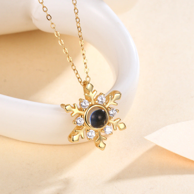Photo Projection Snowflake Necklace