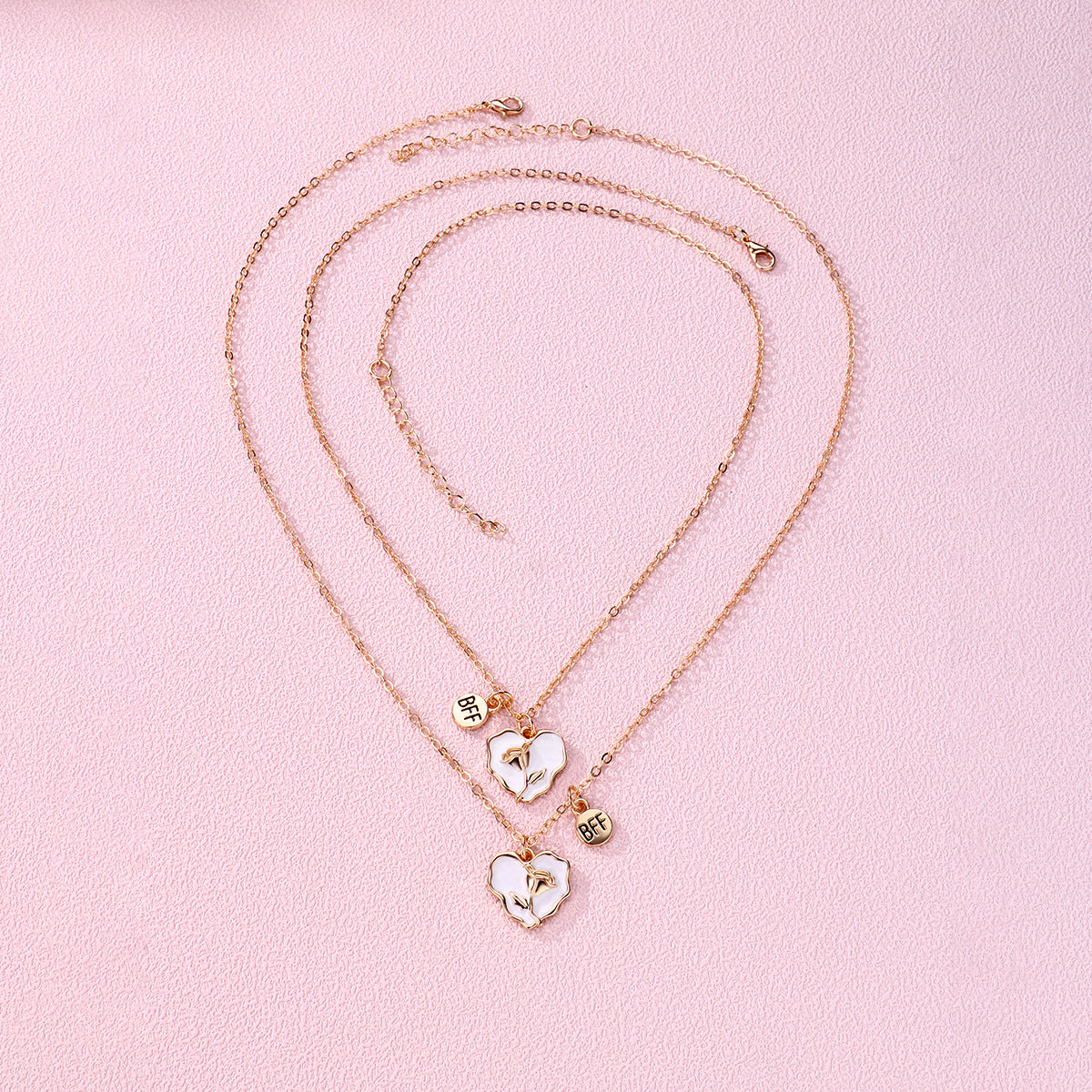 Rose Matching Best Friend Necklaces Gift Set for 2