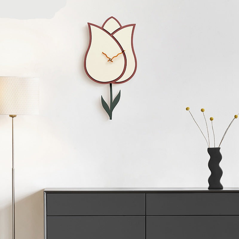 Flower Pendulum Wall Clock for Study Room