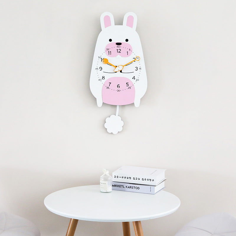 Rabbit Pendulum Kids Bedroom Silent Clock