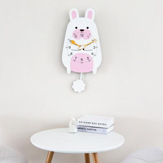 Rabbit Pendulum Kids Bedroom Silent Clock