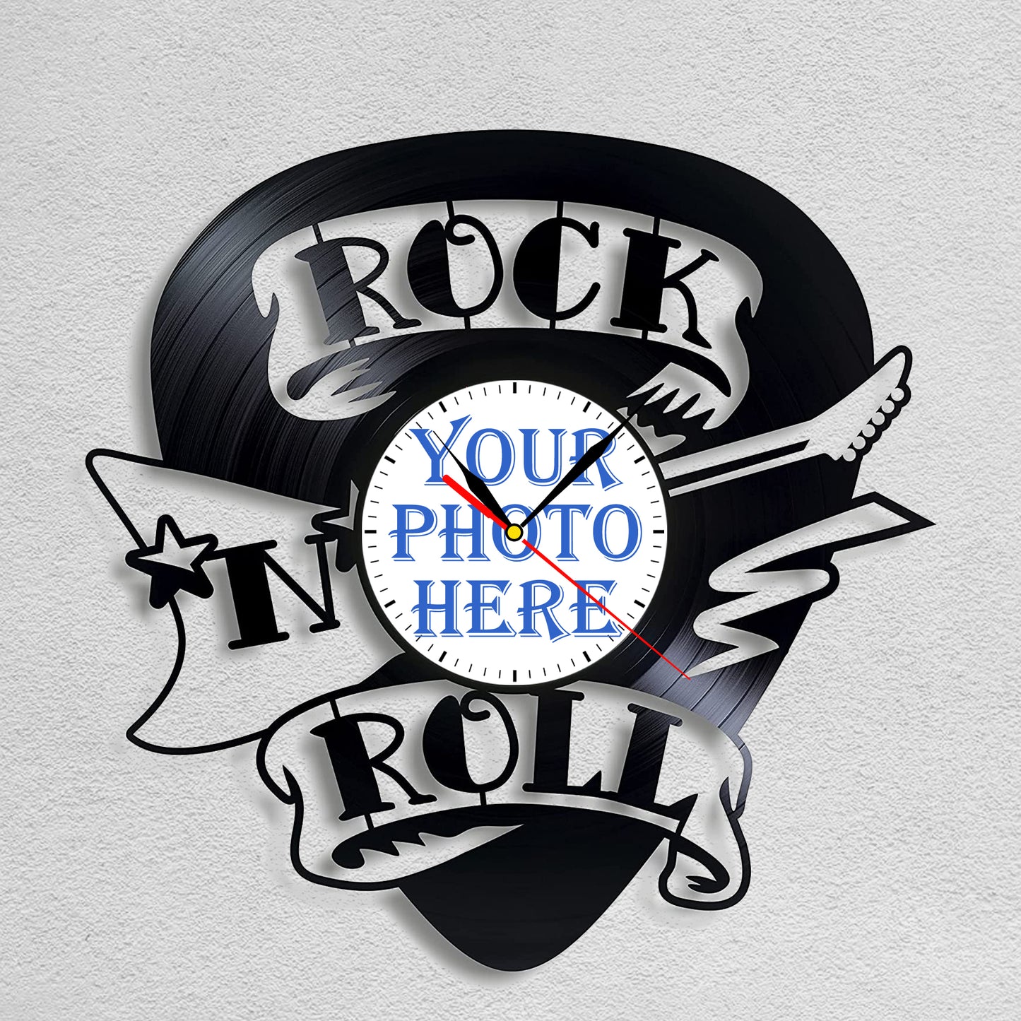Gift for Rock and Roll Lover Personalized Photo Wall Clock