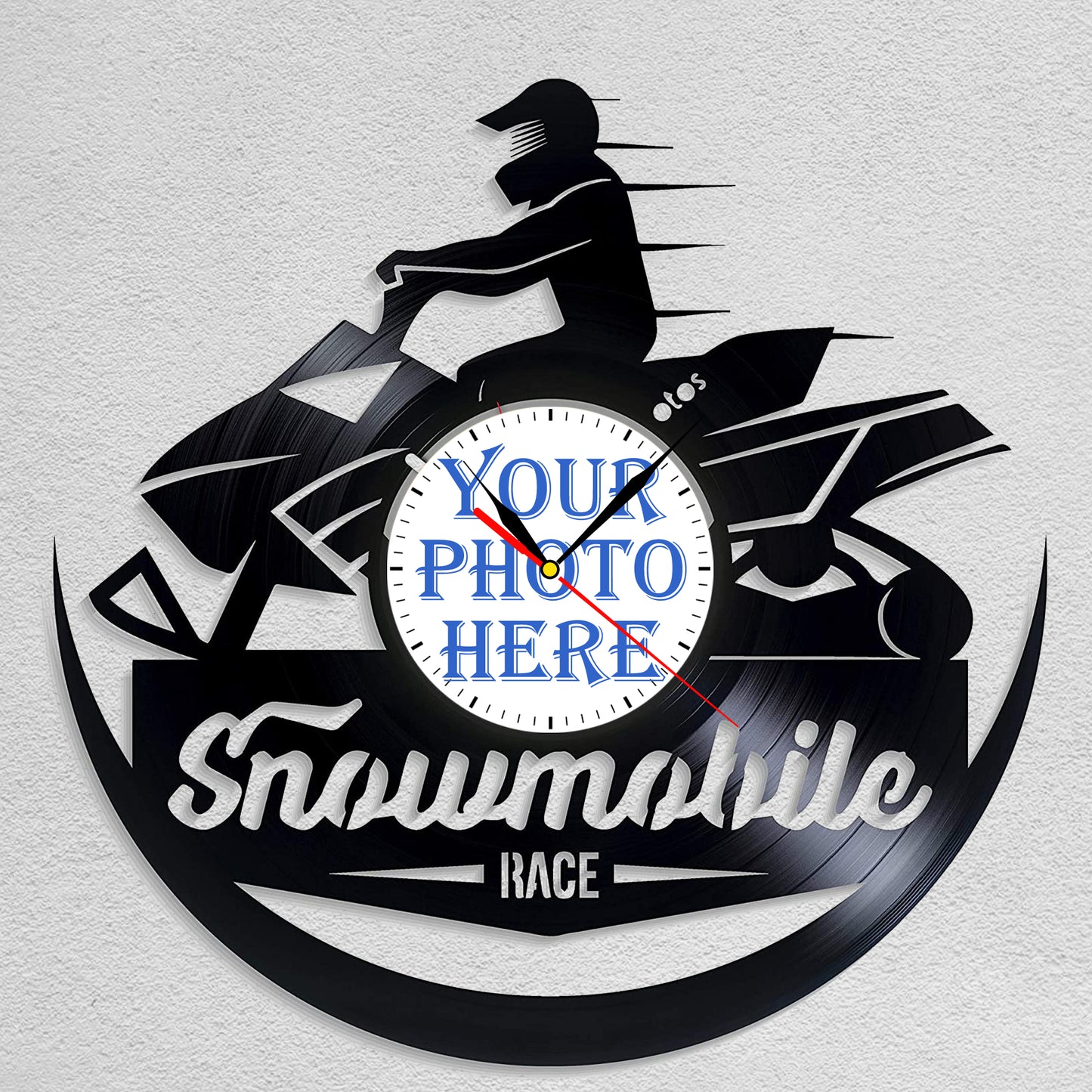 Personalized Photo Wall Clock Gift for Snowmobile Lover