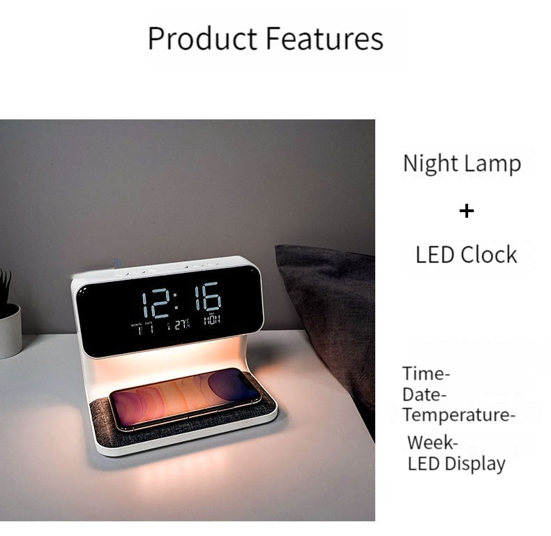 Led Wireless Phone Charger Alarm Table Clock