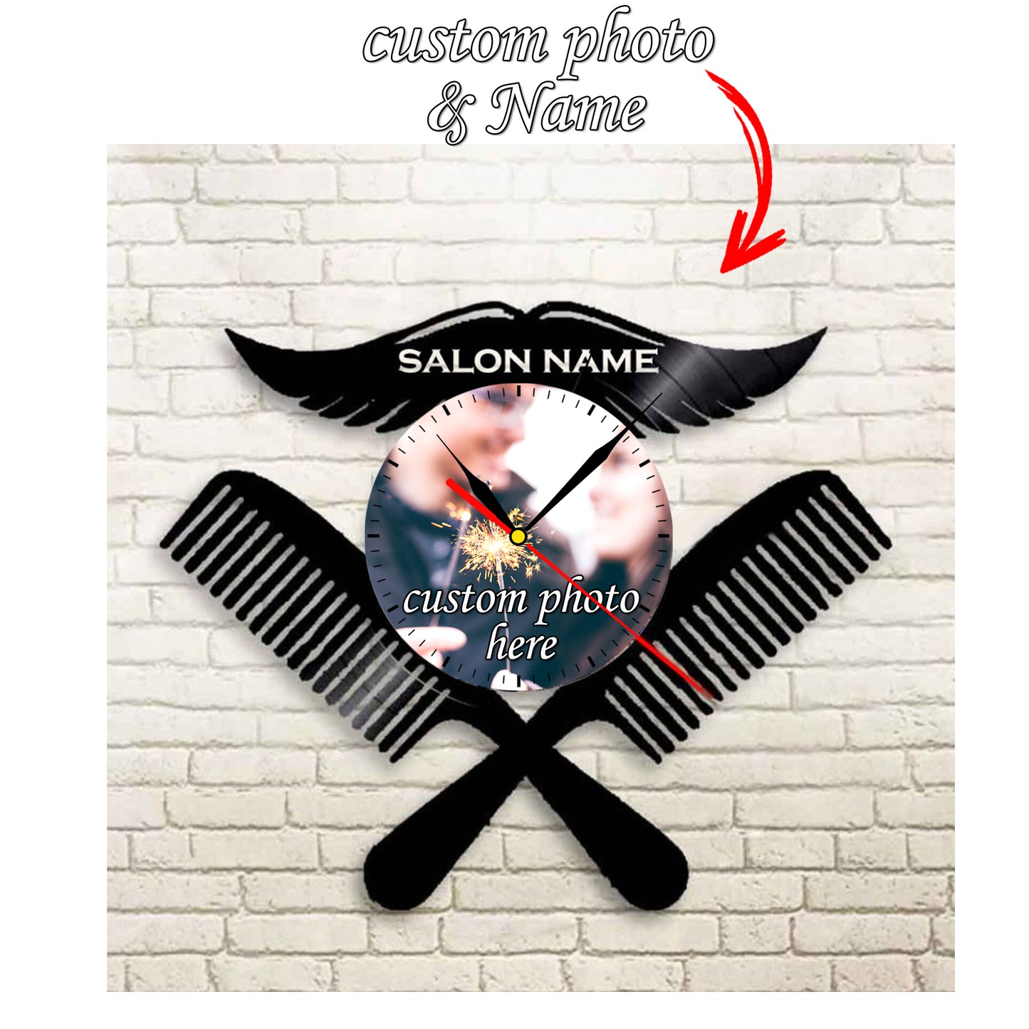 Gift for Men Hair stylist Personalized Photo Clock for Hairdresser