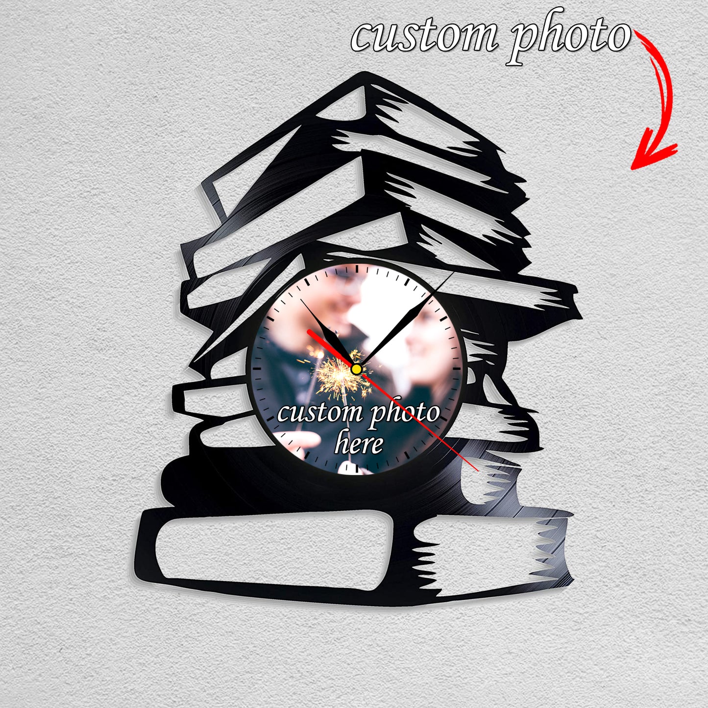 Gift for Librarian Personalized Photo Wall Decor Clock