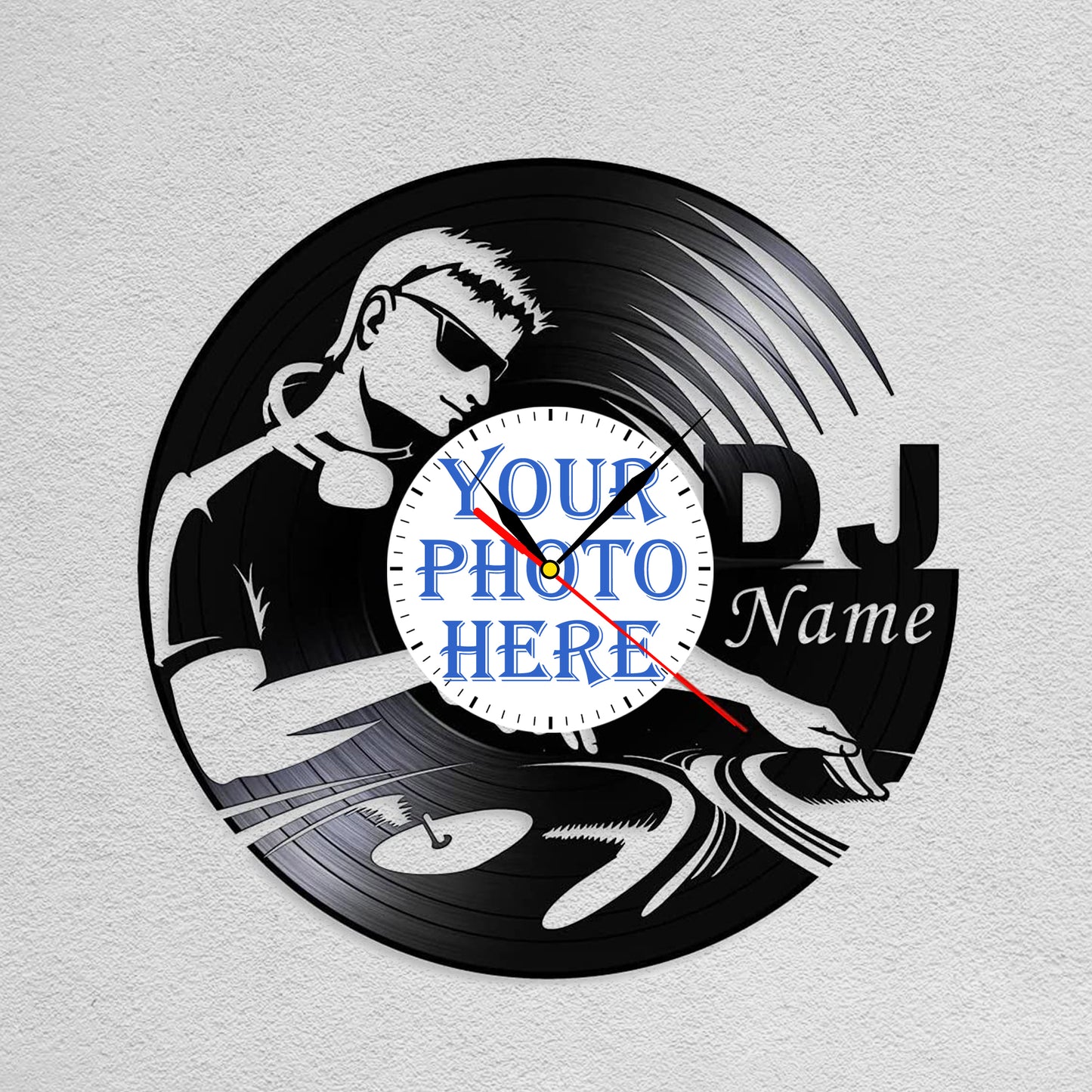 Personalized Gift for DJ Friend Lp Photo Wall Clock