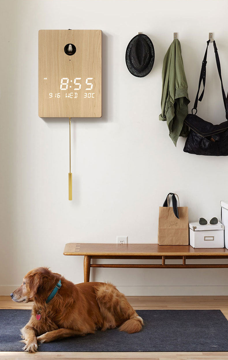Loforay™ Led Digital Pendulum Cuckoo Wooden Clock - 12 Inches