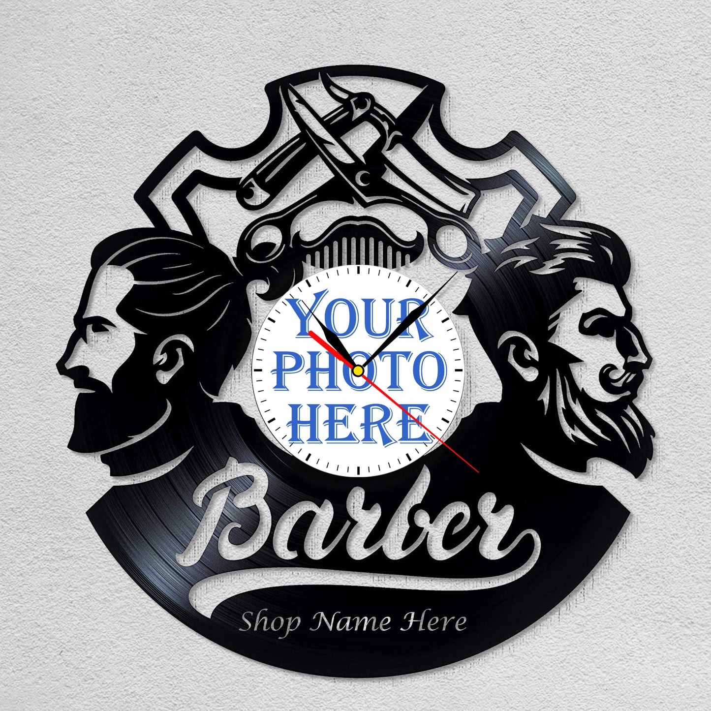 Gift for Barber Men Hair stylist Photo Clock for Hairdresser