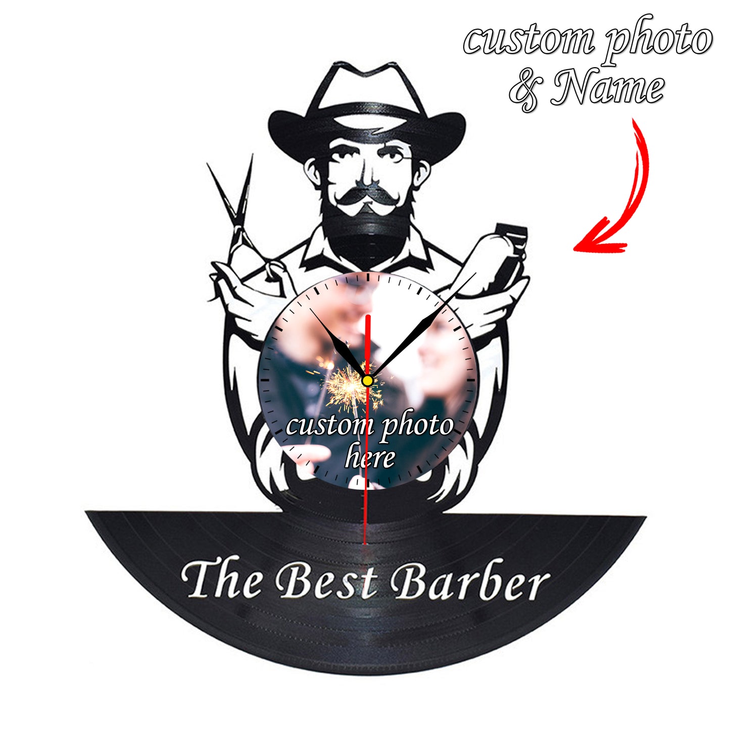 Gift for Hairdresser Personalized Photo Clock for Salon Owner