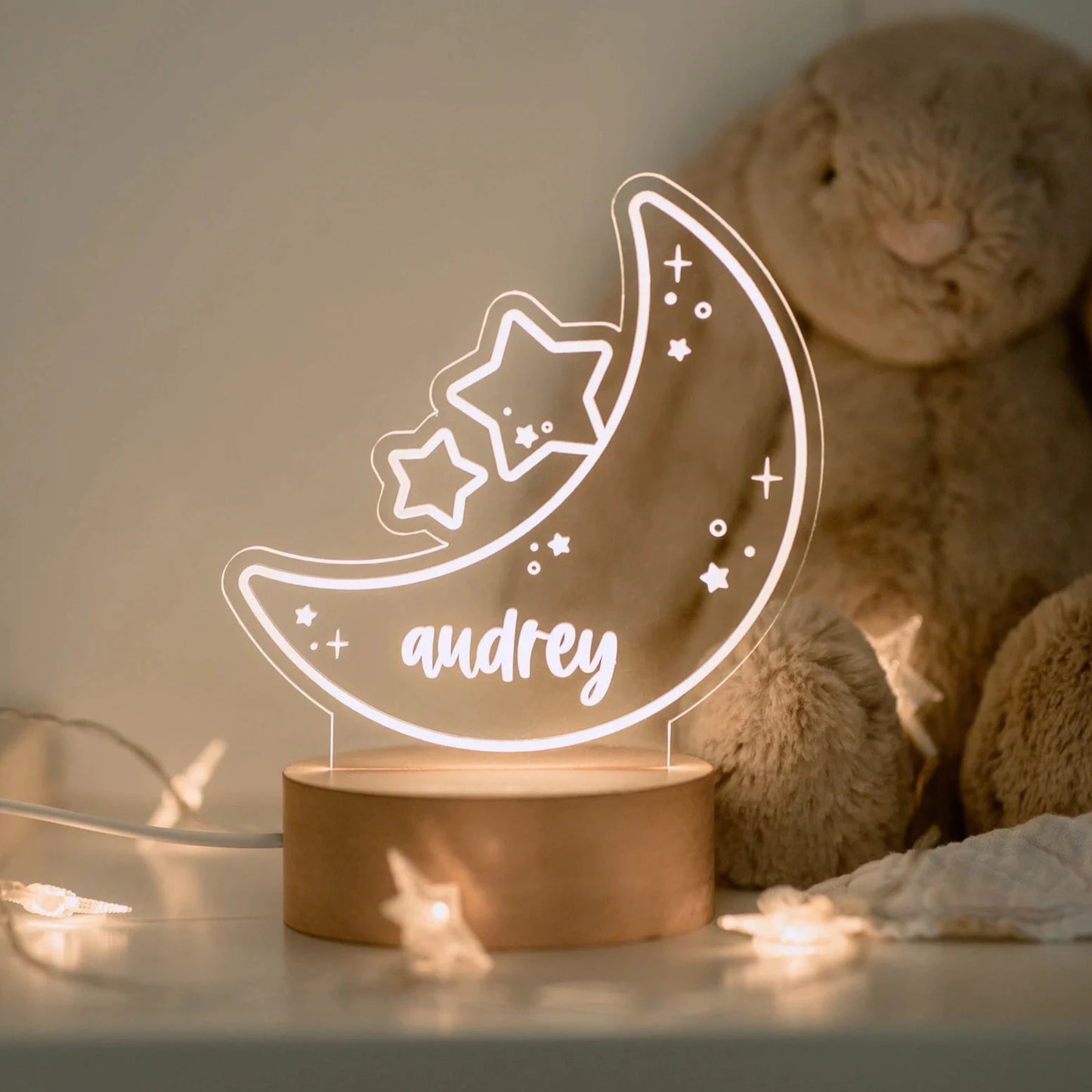 Custom Name Stars and Moon Acrylic Lamp