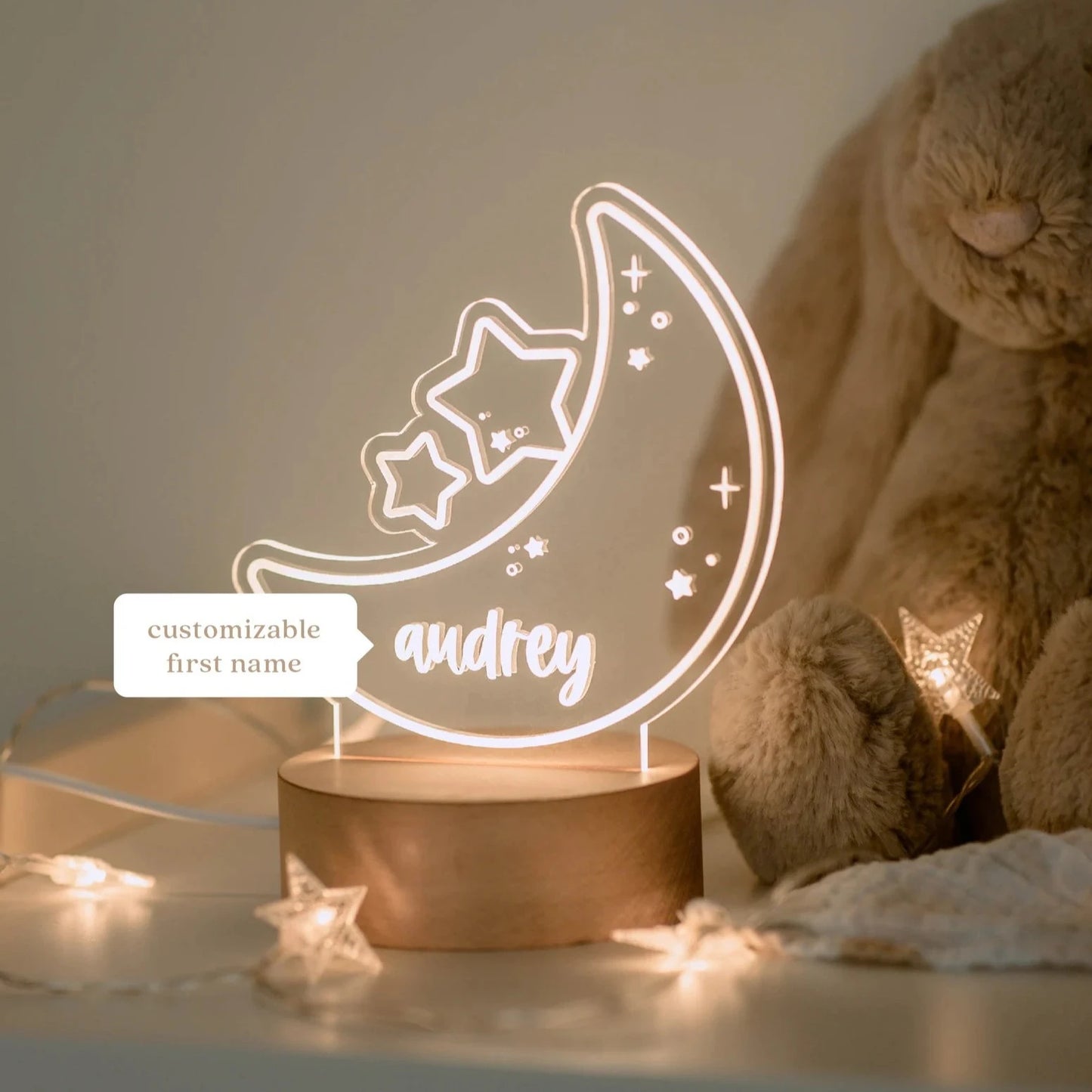 Custom Name Stars and Moon Acrylic Lamp