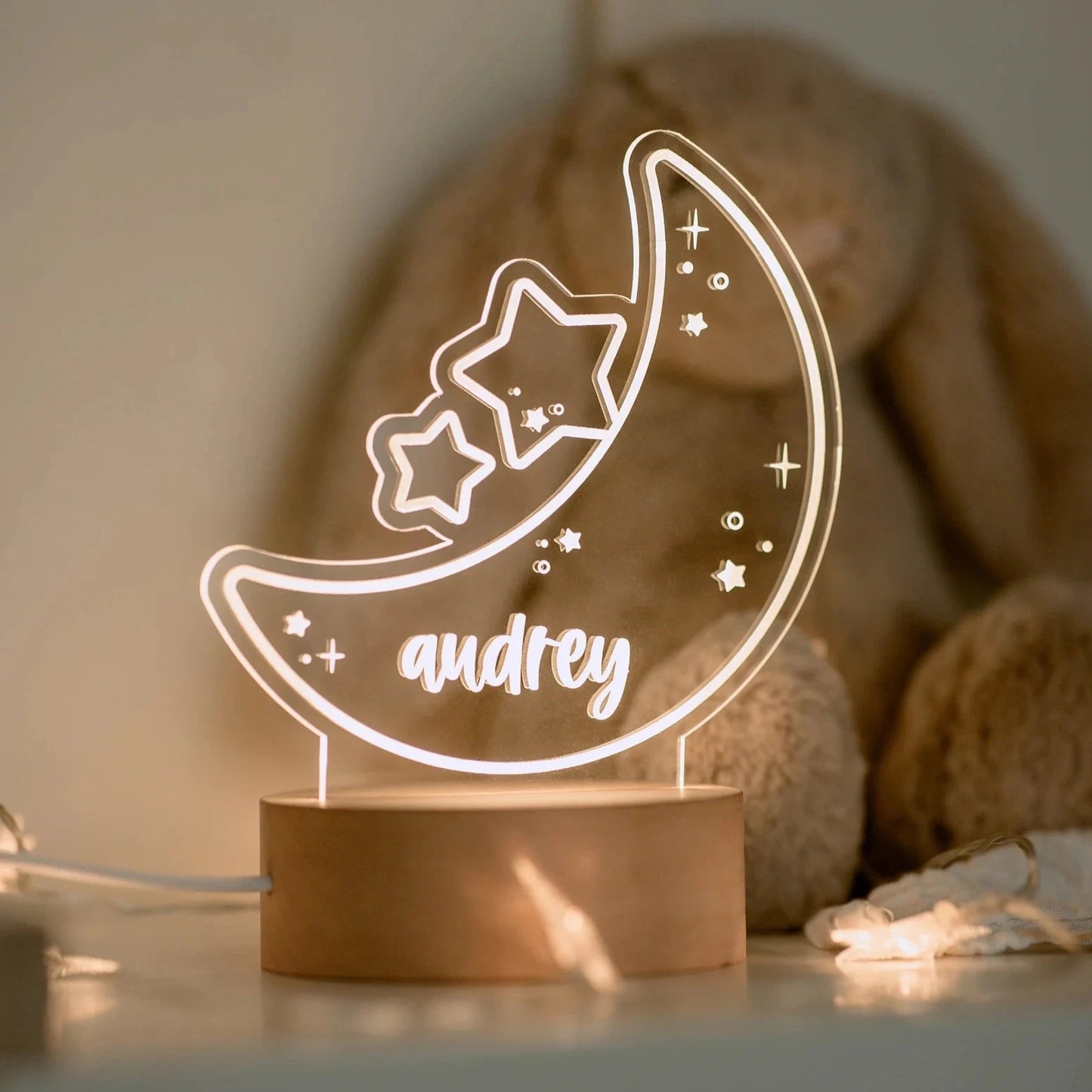 Custom Name Stars and Moon Acrylic Lamp