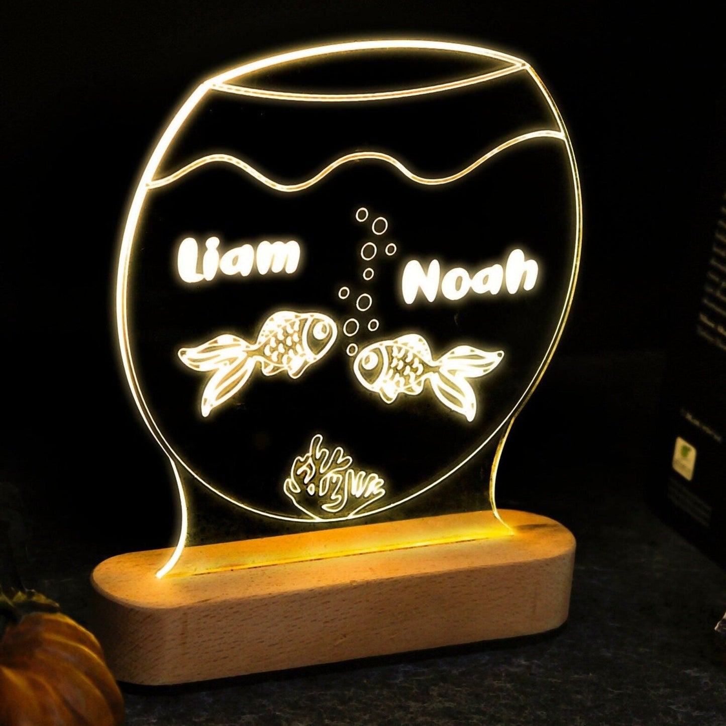 Personalized Fish Jar Lamp for Kid's Bedroom