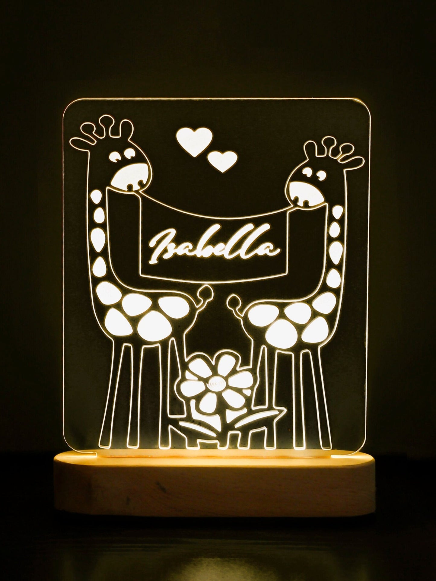 Custom Name Giraffe Lamp - Kid's Bedroom Décor