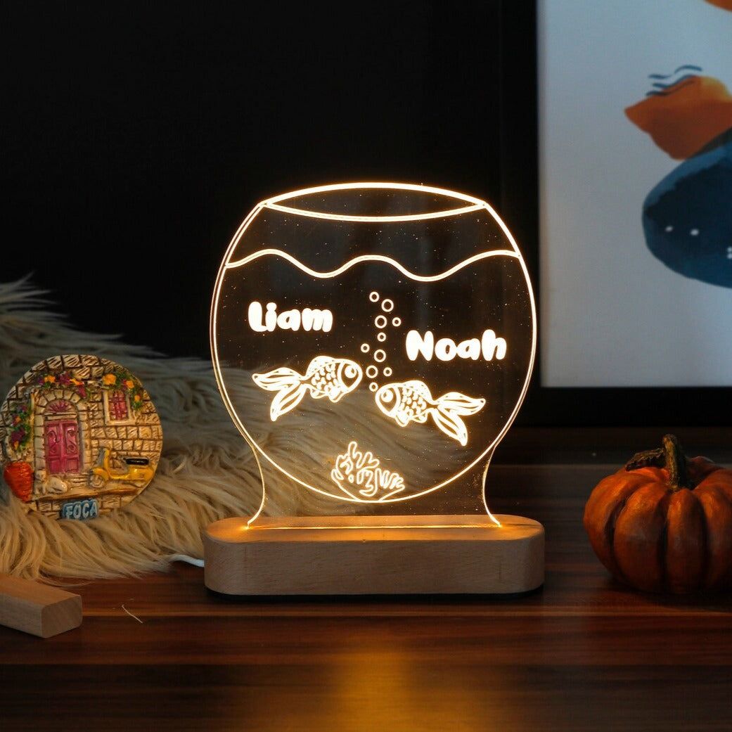 Personalized Fish Jar Lamp for Kid's Bedroom