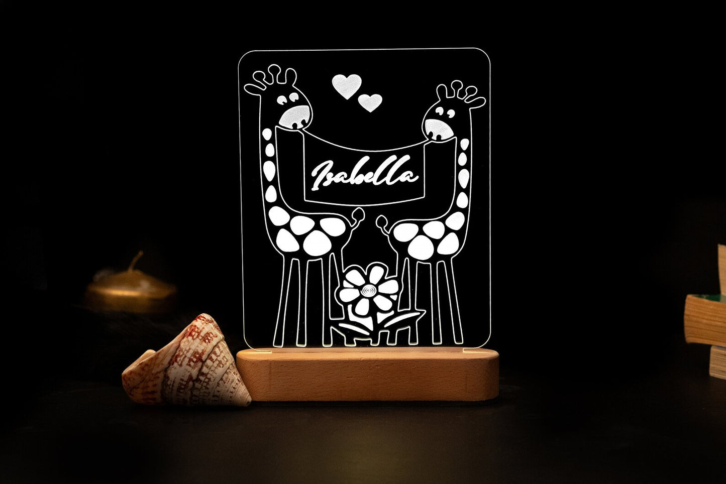 Custom Name Giraffe Lamp - Kid's Bedroom Décor