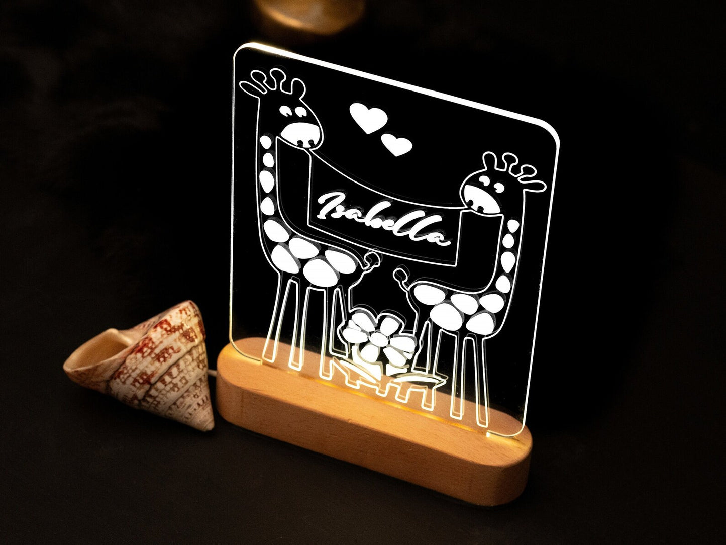 Custom Name Giraffe Lamp - Kid's Bedroom Décor