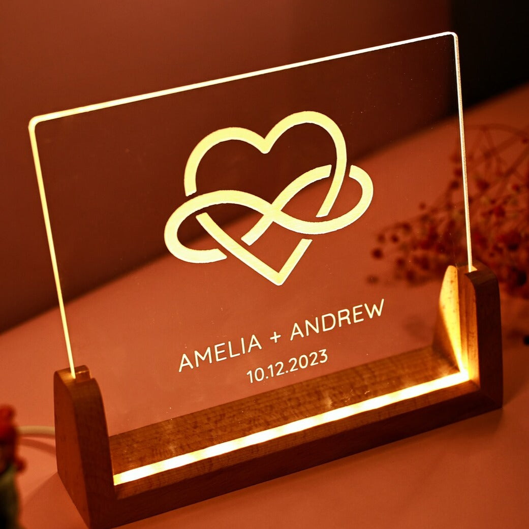 Personalized Names Led Lamp for a Couple