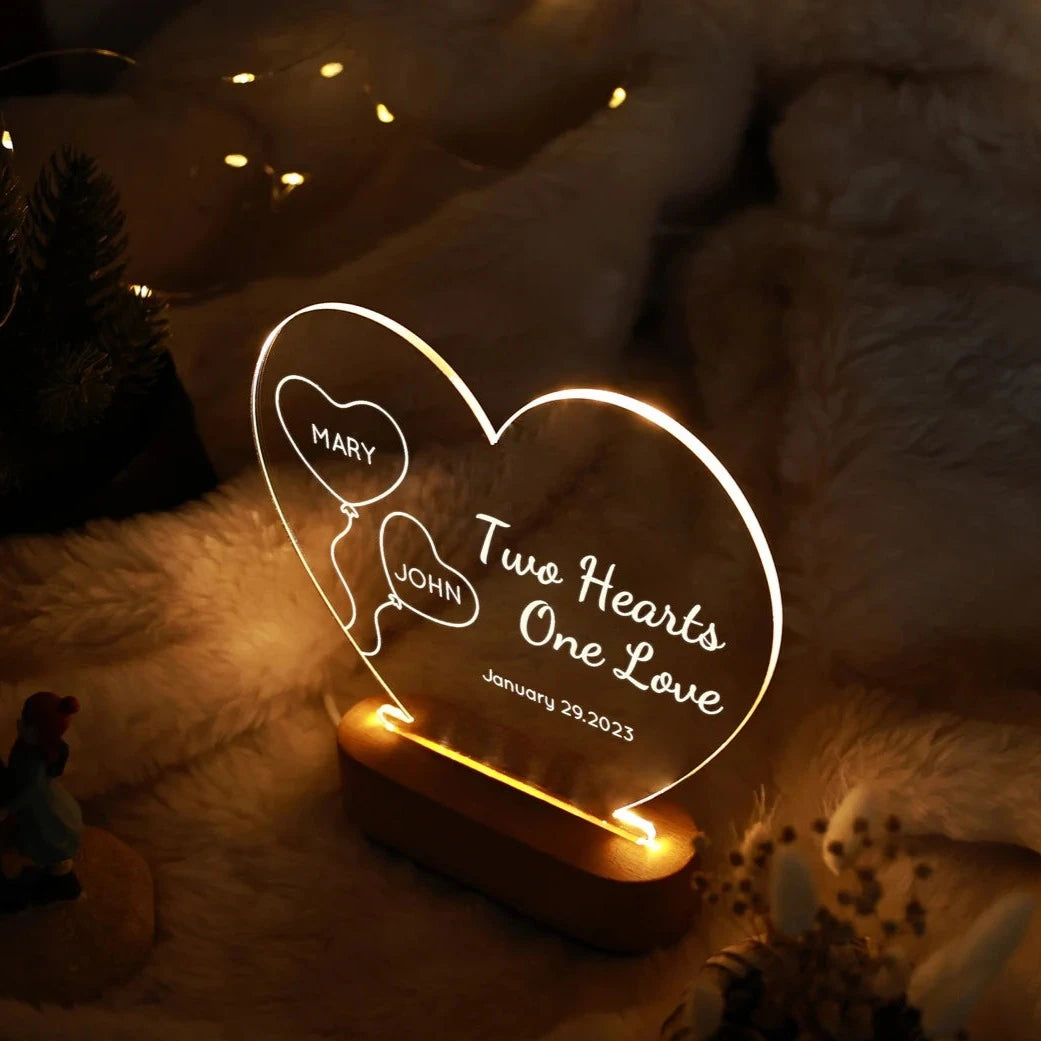 Couple's Custom Name Heart Shaped Lamp