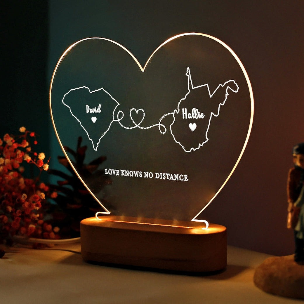 Custom Two Maps Lamp for Couples
