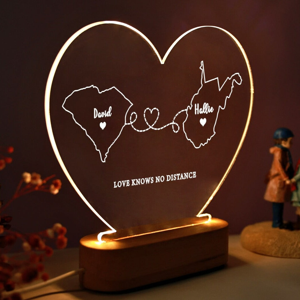 Custom Two Maps Lamp for Couples