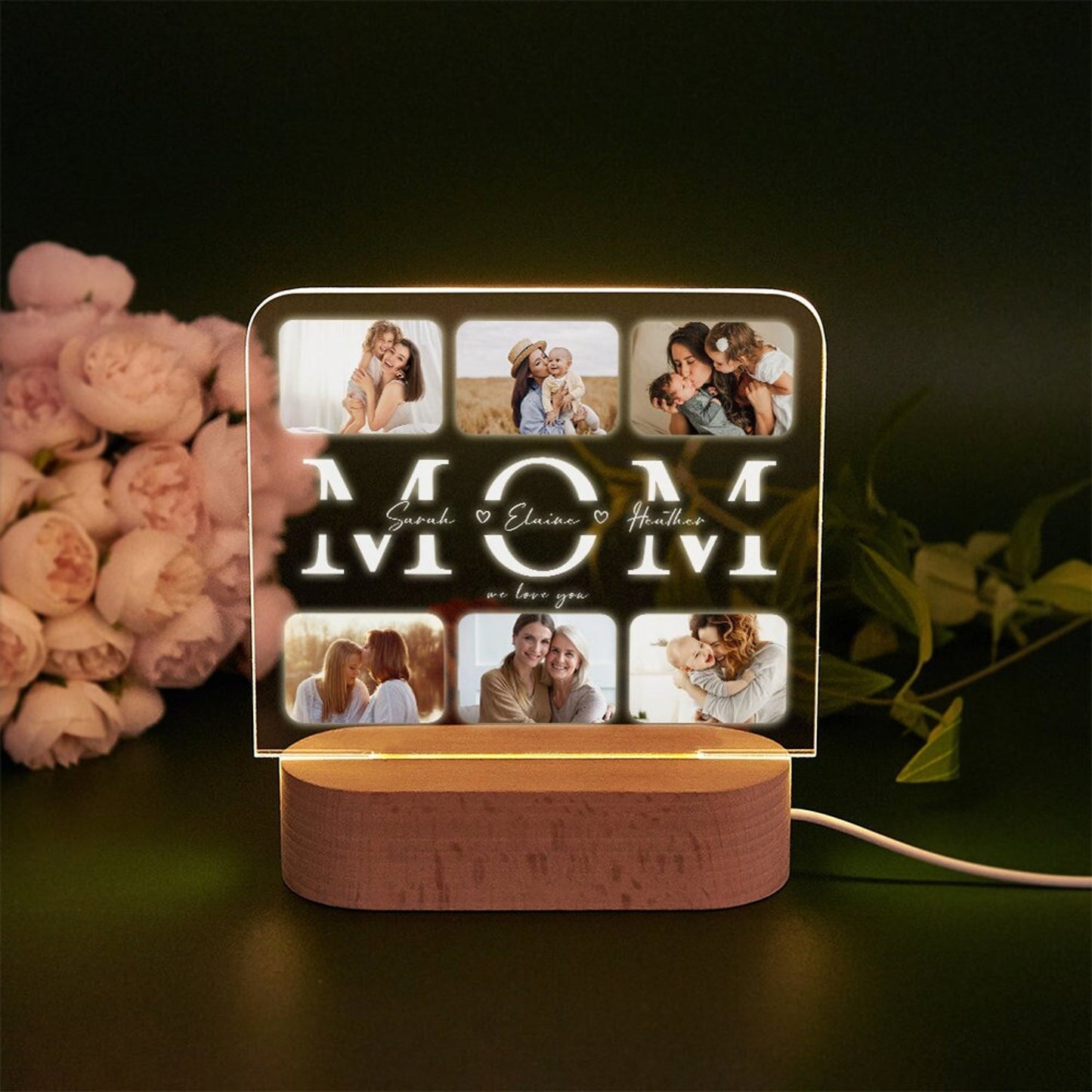 Personalized Mom Photo Lamp, Custom Photo Collage LED Light