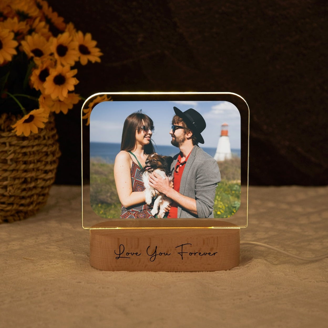 Custom Photo Night Lamp - Acrylic and Wood