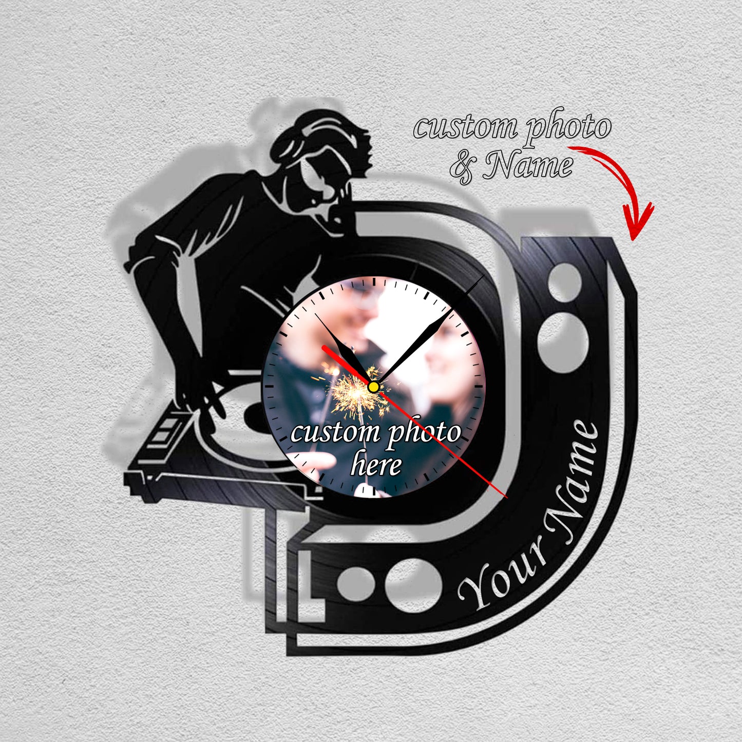 Birthday Gift for DJ Friend Personalized Photo Wall Clock
