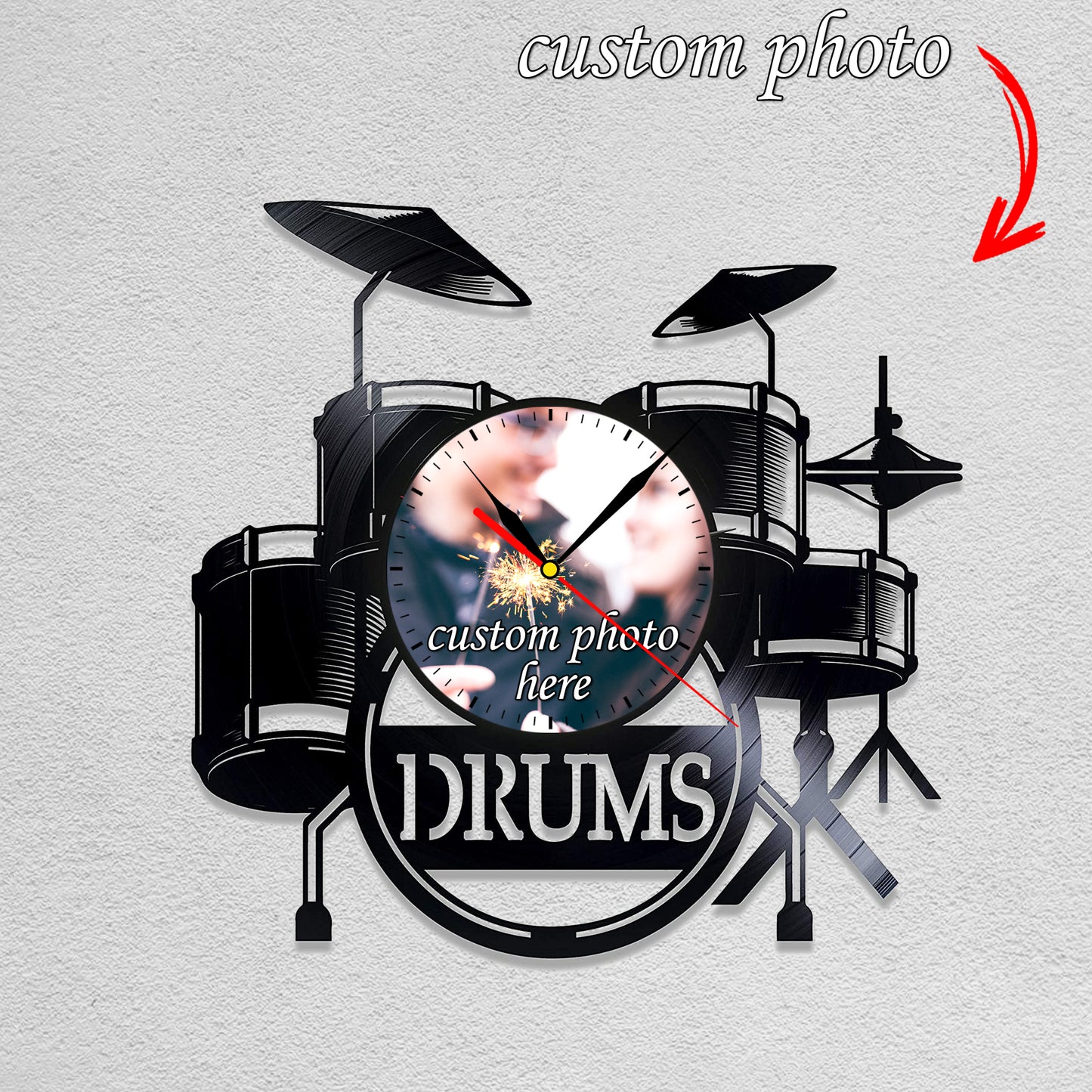 Gift for Drummer Custom Photo Wall Clock for Teacher