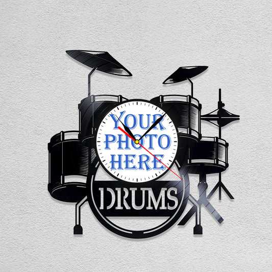 Gift for Drummer Custom Photo Wall Clock for Teacher