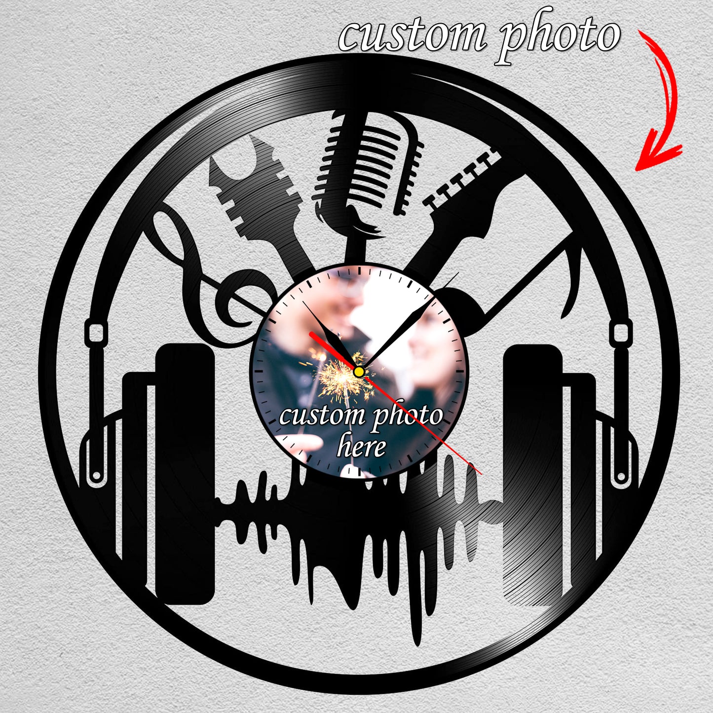 Gift for Music Teacher Custom Photo Wall Clock for Musician