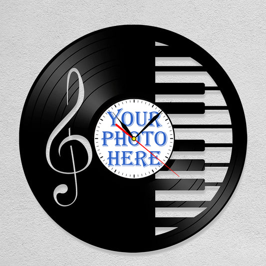 Gift for Piano Teacher Custom Photo Clock for Piano Player