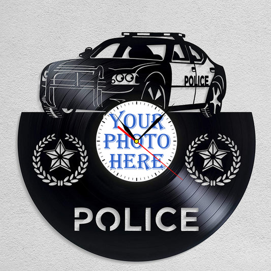 Gift for Police Officer Dad Personalized Photo Clock