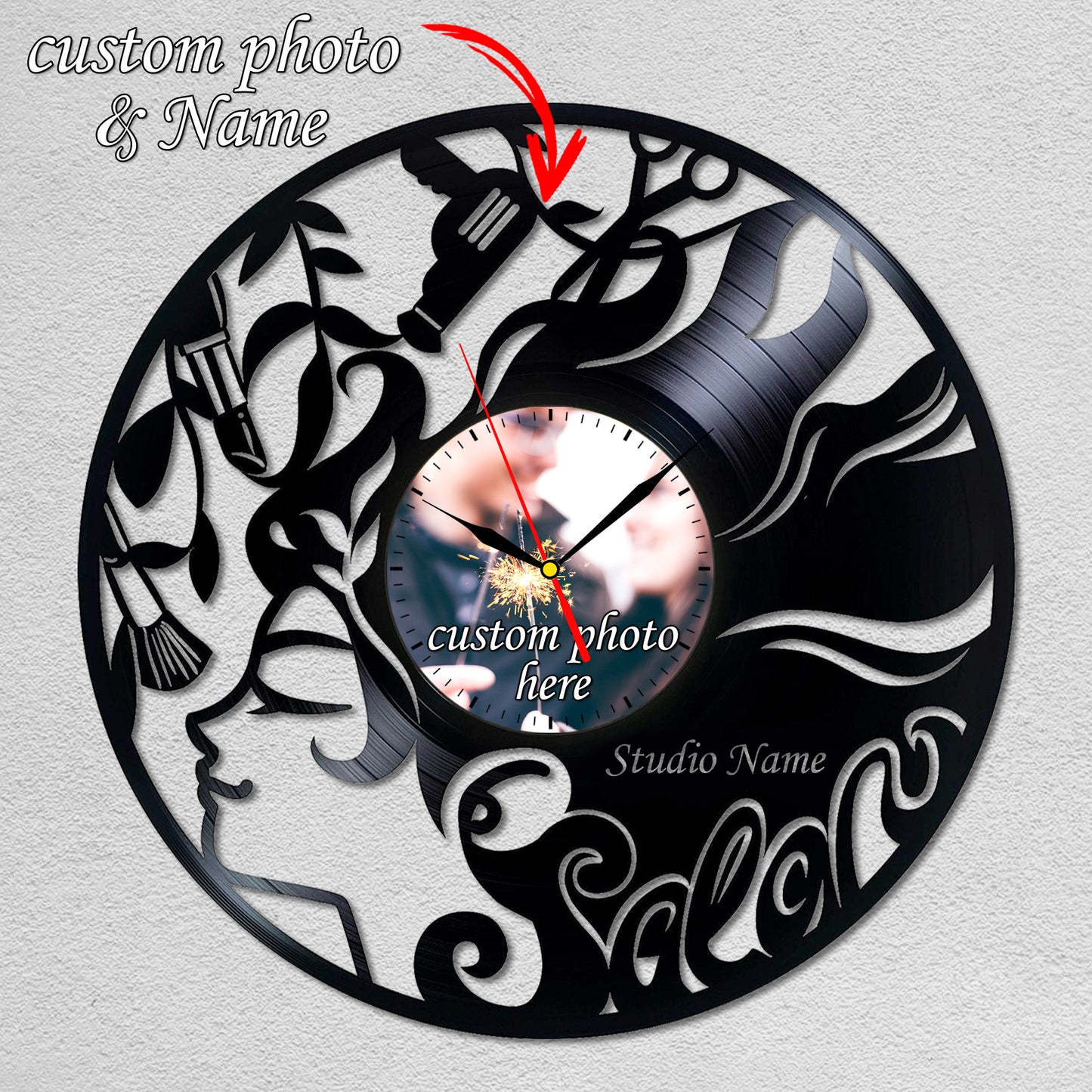 Personalized Gift for Hairstylist Hairdresser Lp Record Clock